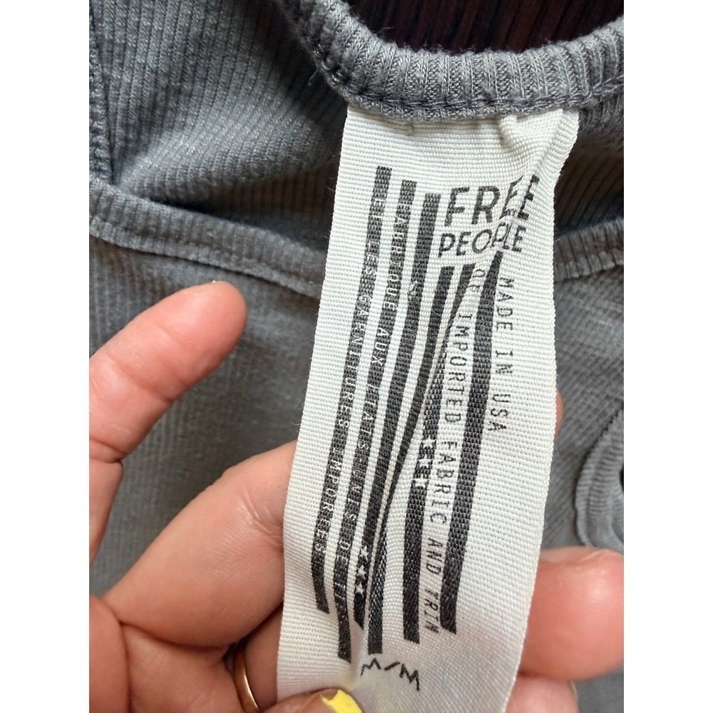Free People Ribbed Racerback Tank Top Womens M Gray Basic Layering Casual - Picture 4 of 8